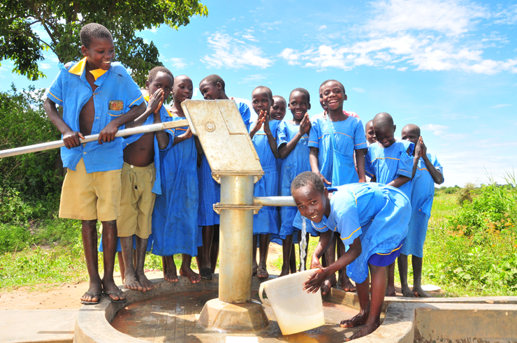 A completed well drilled by Drop in the Bucket in Uganda