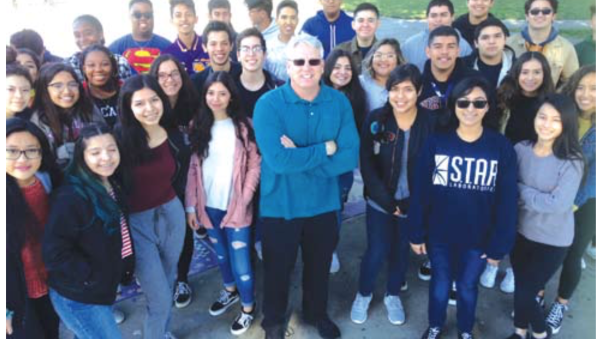 students from Norwalk High with teacher Dean Gray at the schools annual Giving Charity to Charities event.